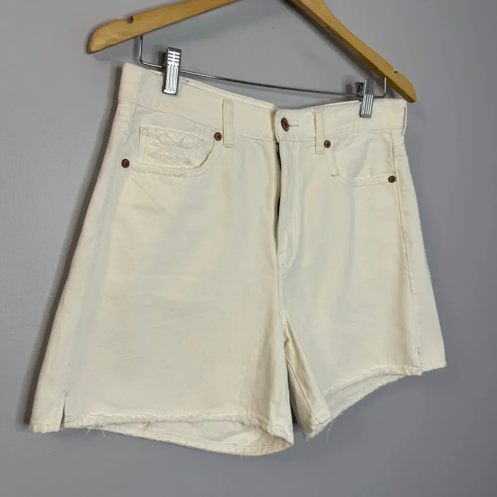 American Eagle Denim Baggy Mom Shorts White Women's 8 New